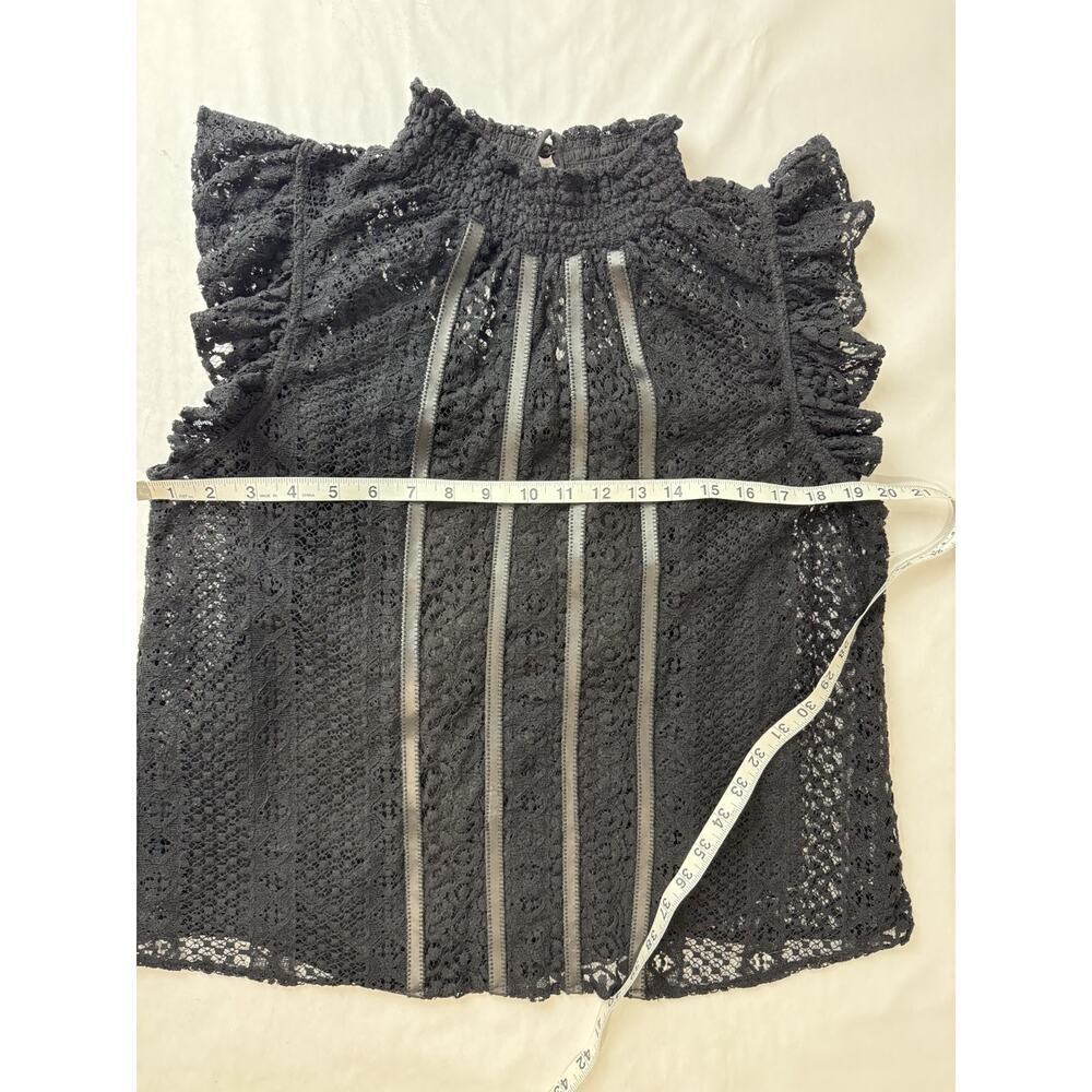 Goth Whimsigoth Witchy Lace Grunge Black Express Mock Neck Ruffle Top Medium - Picture 3 of 9